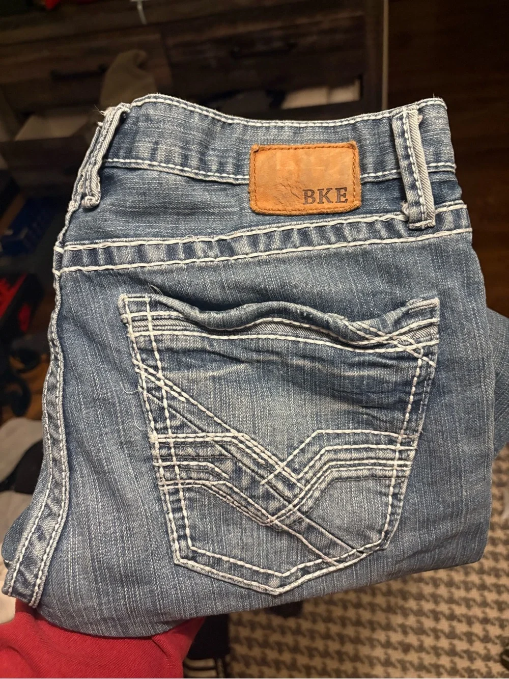 BKE Tyler Straight Men's Faded Blue western Utility cowboy jeans size 34x30